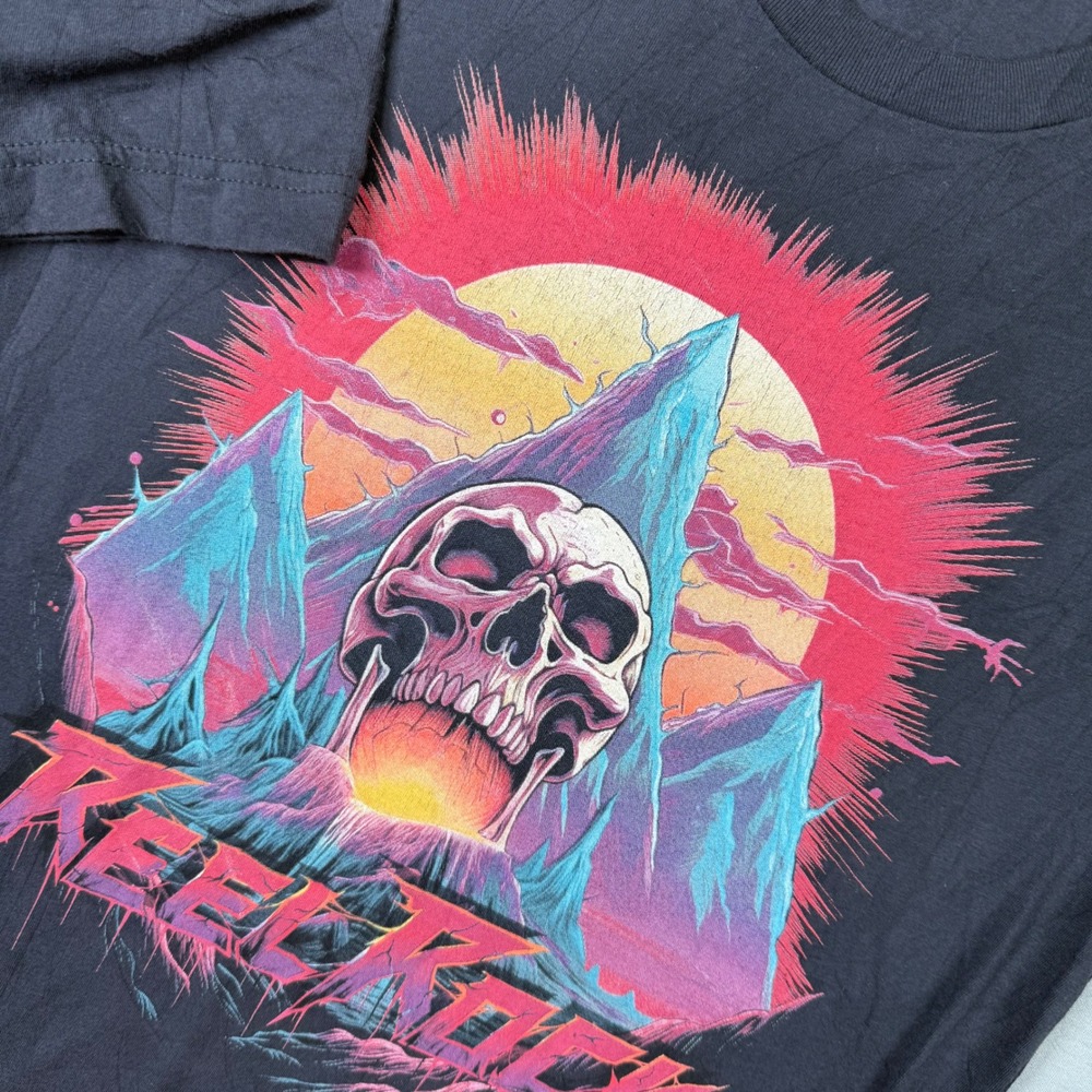 Reel‎ Rock Film T Shirt XS Slim Vince Anderson Skull Graphic Black Rock Climbing